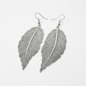 Elegant Silver Feather Earrings